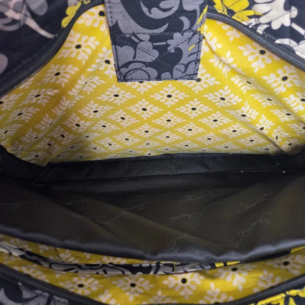 Vera‎ Bradley Provencal Quilted Cotton Laptop Messenger Bag Yellow Grey Floral